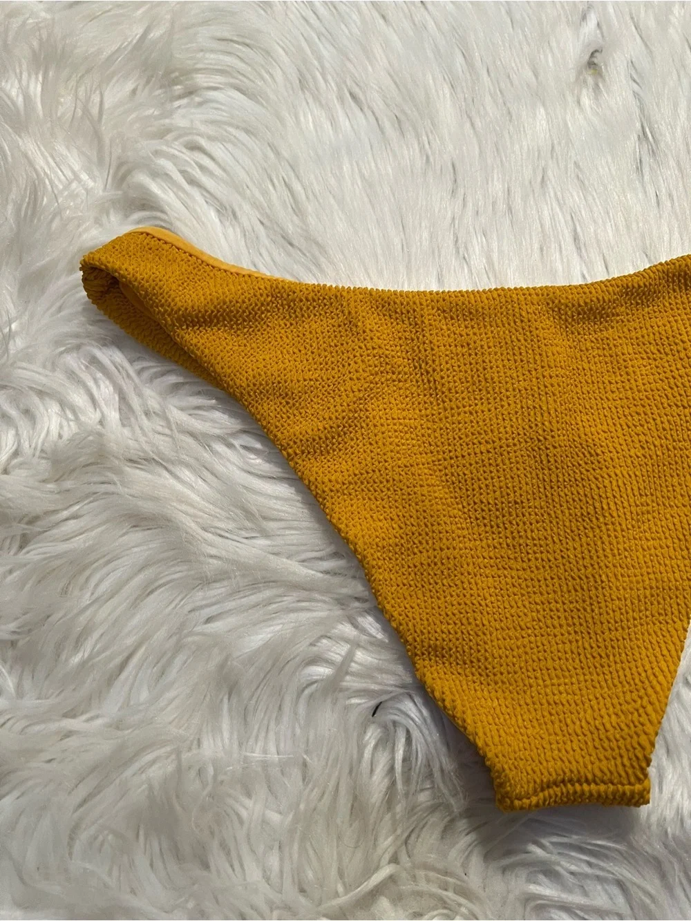 Women's Swim Bottoms Bikini Bottoms Mustard Yellow Textured Stretch Low Rise